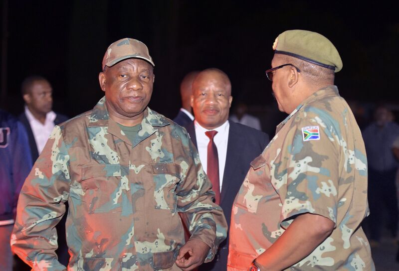 File:Commander in Chief of the Armed Forces His Excellency President Cyril Ramaphosa delivers well wishes to the South African Armed Forces ahead of the national lockdown, 26 Mar 2020 (GovernmentZA 49703604953).jpg