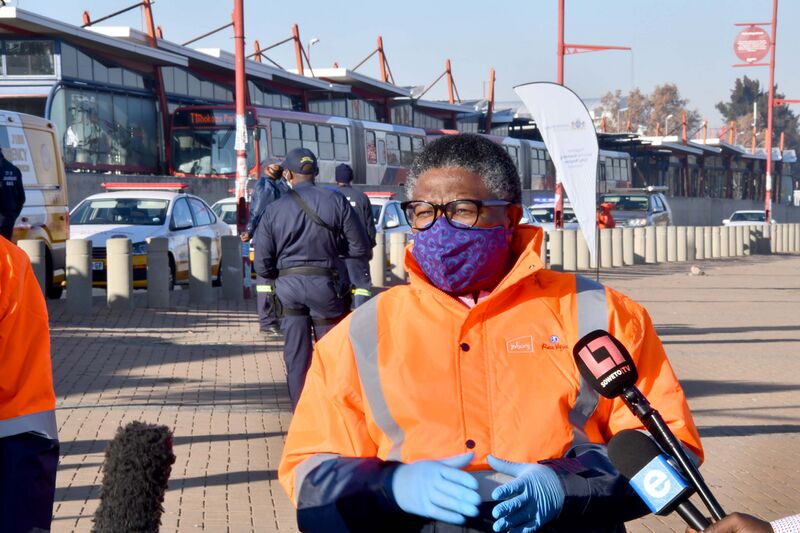 File:Minister Fikile Mbalula inspects Rea-Vaya buses and stations as part of Coronavirus Covid-19 safety measures (GovernmentZA 49896395768).jpg