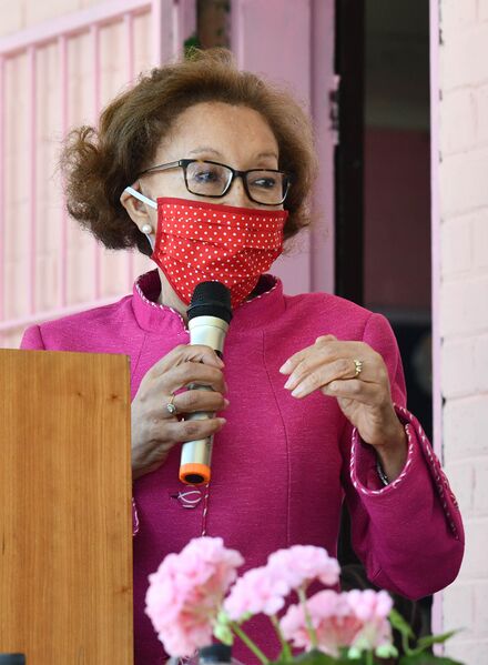 File:First Lady Dr Tshepo Motsepe inspects Art Hub at Khatlamping Primary School “Pink Room” Safe Space Initiative launch (GovernmentZA 50445413492).jpg