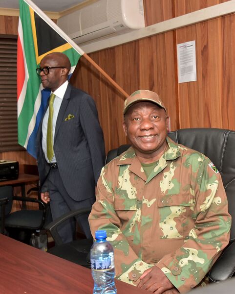 File:Commander in Chief of the Armed Forces His Excellency President Cyril Ramaphosa delivers well wishes to the South African Armed Forces ahead of the national lockdown, 26 Mar 2020 (GovernmentZA 49704451577).jpg