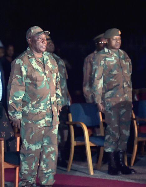 File:Commander in Chief of the Armed Forces His Excellency President Cyril Ramaphosa delivers well wishes to the South African Armed Forces ahead of the national lockdown, 26 Mar 2020 (GovernmentZA 49704138841).jpg