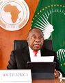 President Cyril Ramaphosa convenes virtual meeting of AU Bureau of the Assembly of Heads of State and Government, 21 July 2020 (GovernmentZA 50139879377).jpg