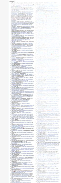 Screenshot on 24 April 2023 at 11:26 of the reference section of the English Wikipedia List of electronic cigarette and e-cigarette liquid brands