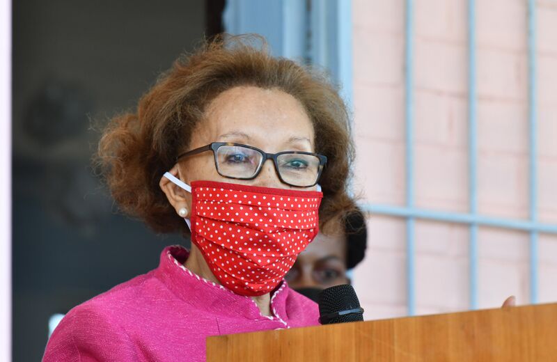 File:First Lady Dr Tshepo Motsepe inspects Art Hub at Khatlamping Primary School “Pink Room” Safe Space Initiative launch (GovernmentZA 50444542933).jpg
